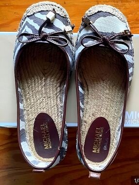 Michael Kors Zebra-Print Espadrille Flats in Brown and Beige